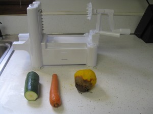 First Spiralizer Victoms: Zuchinni, carrot, golden beet